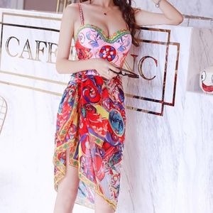 Milan Swimsuit + Matching Sarong | Bold Print One-Piece Bathing Suit Set